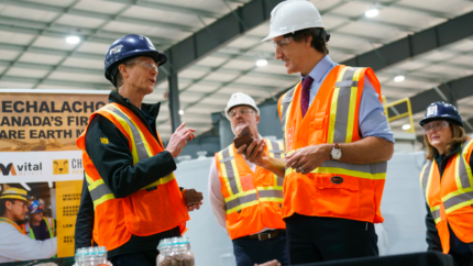 Prime Minister Trudeau touring the Vital Metals processing plant