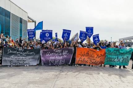 Activists hold an action at COP27 in Sharm El-Sheikh, Egypt..