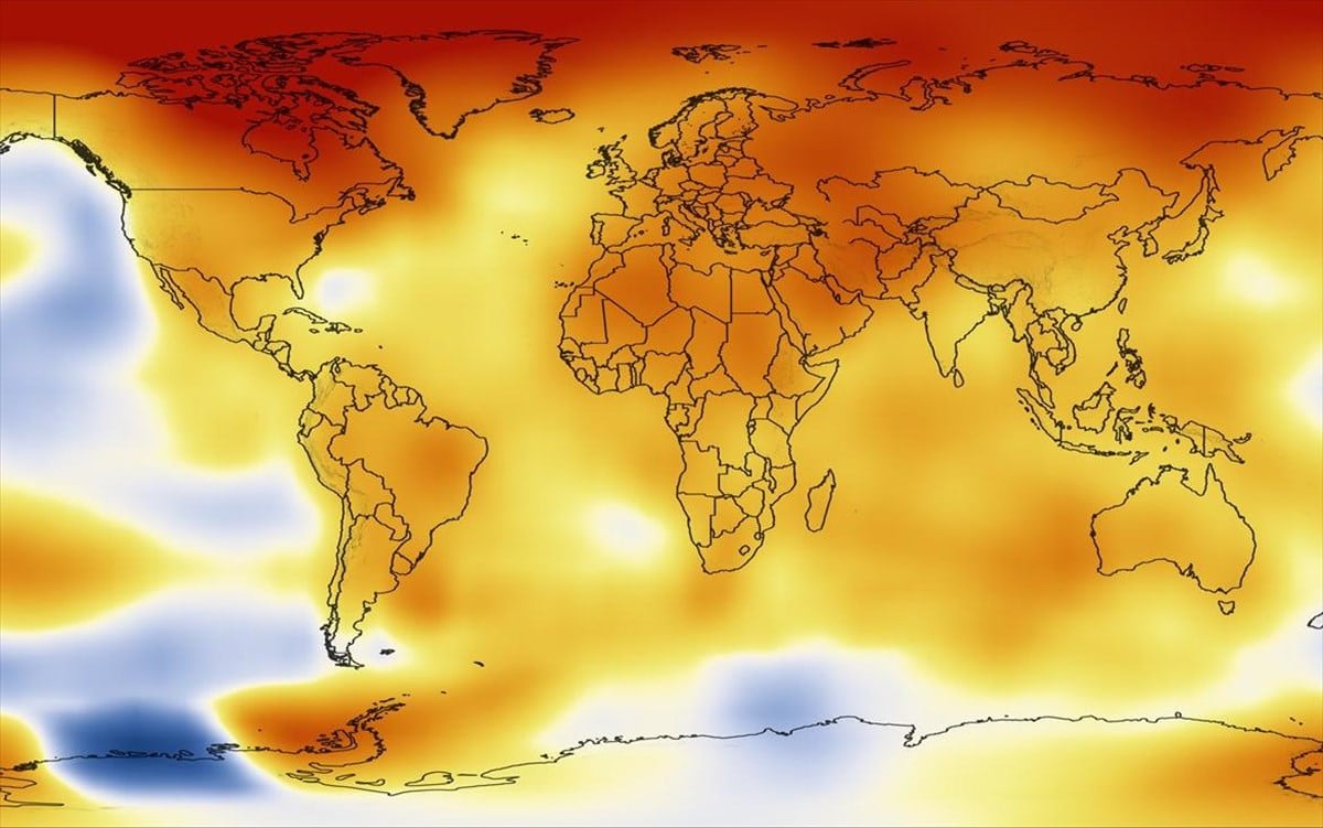 Imagen extraída de un video que muestra la progresión del calentamiento global desde 1884 hasta la actualidad. Créditos: NASA / Global Climate Change