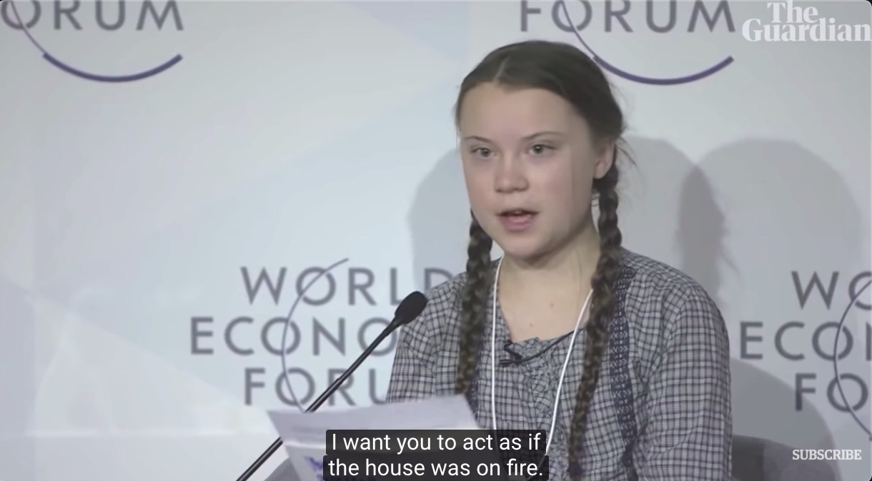 Greta Thunberg a dit : « je veux que vous agissiez comme si la maison était en feu ». Photo The Guardian.