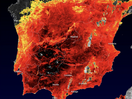 heat map showing extreme heatwaves in europe