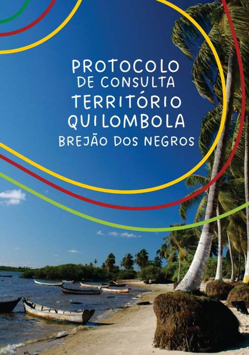 Capa do Protocolo de Consulta território Quilombola Brejão dos Negros. Mostra uma praia com canoas de pesca artesanal.