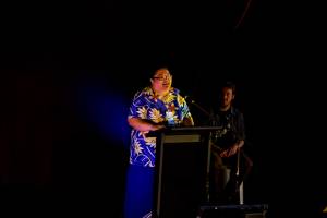 Koreti Tuimalu delivering her speech at the NZ- Pacific Power Shift in 2012