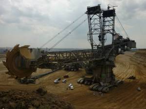 Lignite coal mining machinery destroys everything in its wake