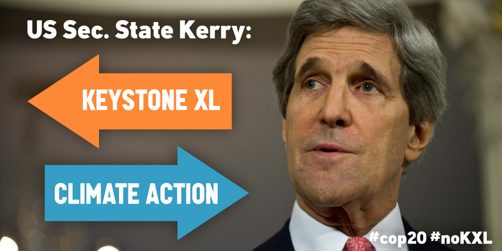 Twitterstorm to tell US Sec. State Kerry #noKXL at #COP20 - 350