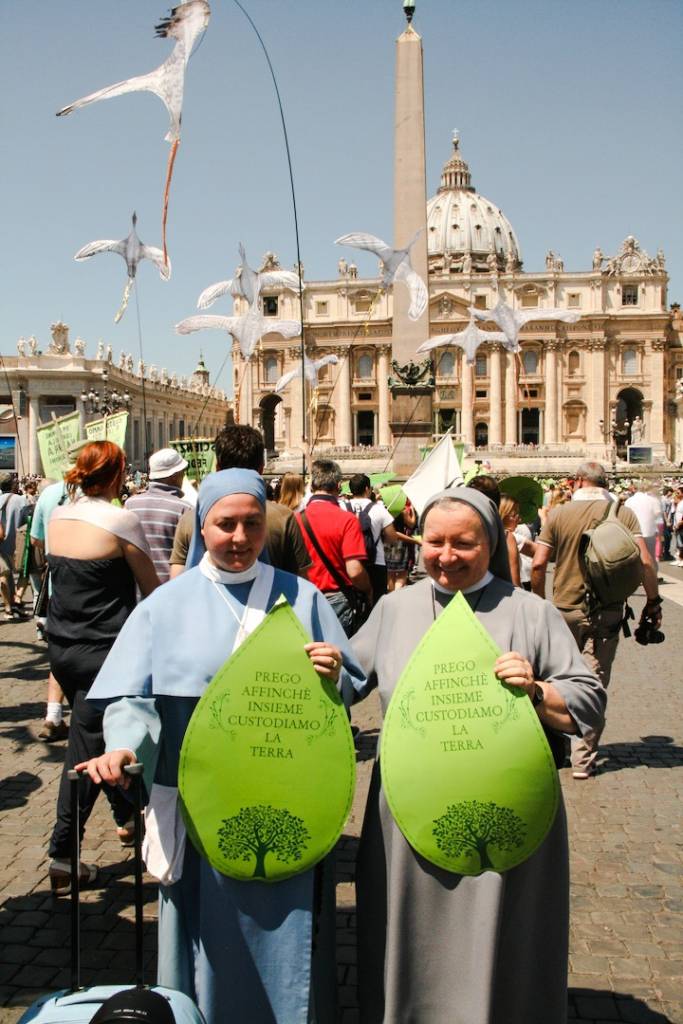 March enters St. Peter's Square in time for the Pope's weekly Angelus. Photo credit: Hoda Baraka/350.org