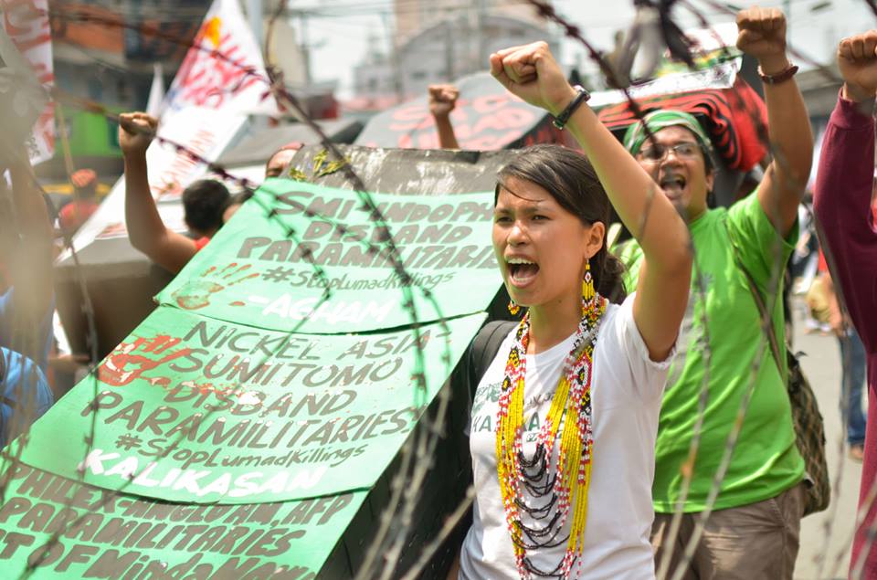 Kalikasan People's Network for the Environment during the Martial Law Commemoration condemning the killings of Lumad in Mindanao. (c) Loi Manalansan