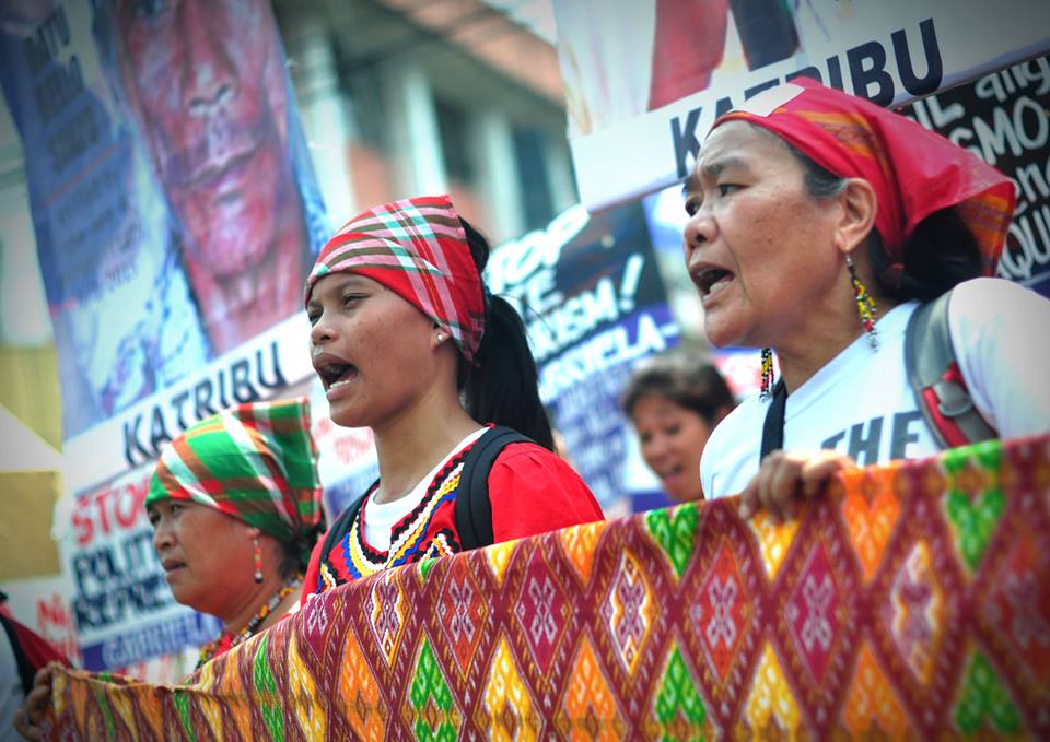 Michelle (center) with the Lumad communities protesting against the killings in Mindanao. (c) Pinoy Weekly