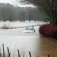 A submerged car at the River Isla near Meikleour in Perthshire