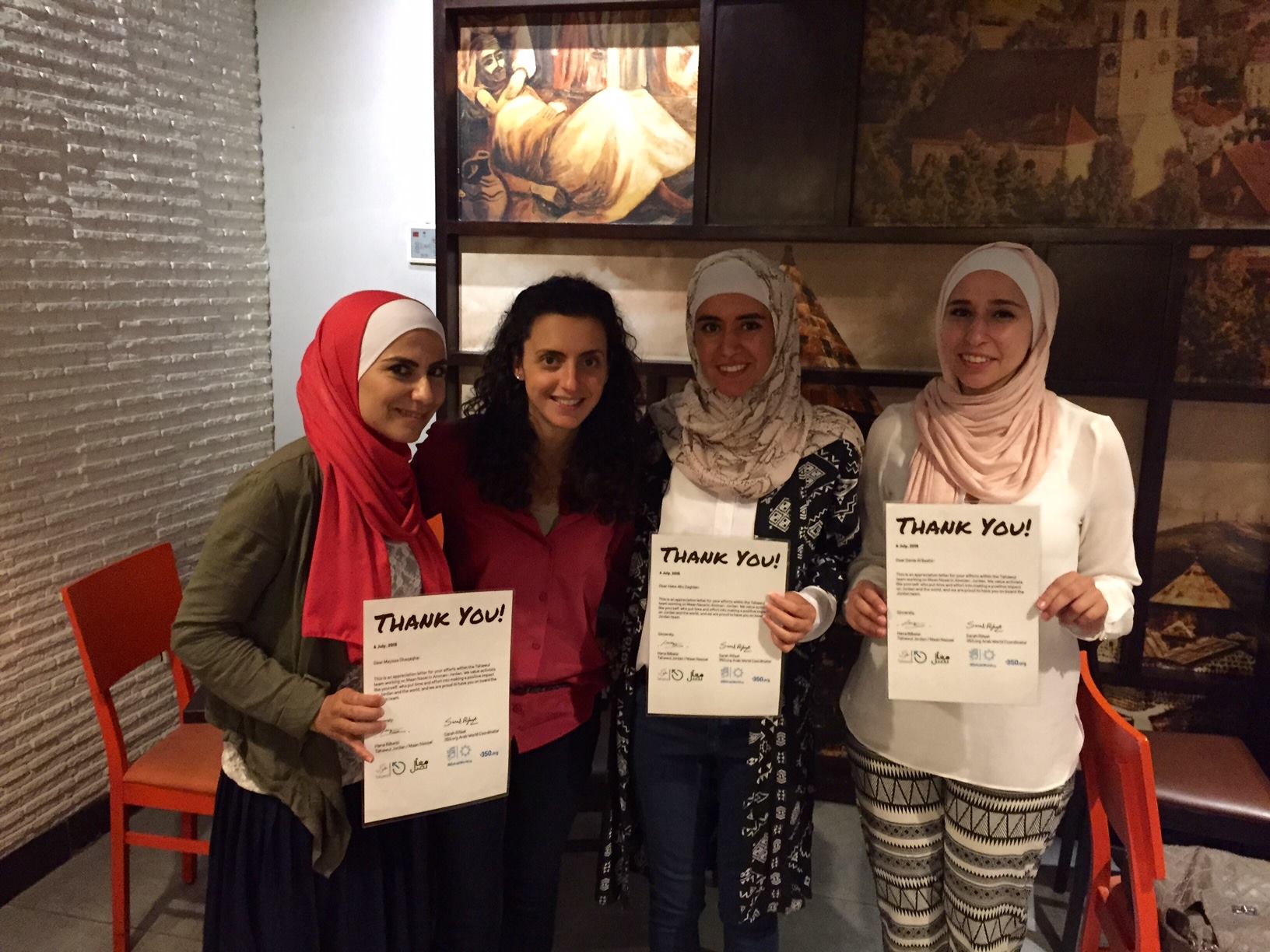 Hana Belbisi (second from left) with Tahawul/ Maan Nasel volunteers 
