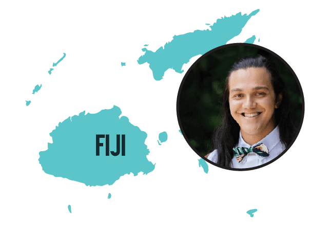 map of Fiji with photo of Ernest Gibson