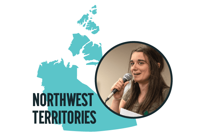 map of the Northwest Territories with photo of Ellen Gillies
