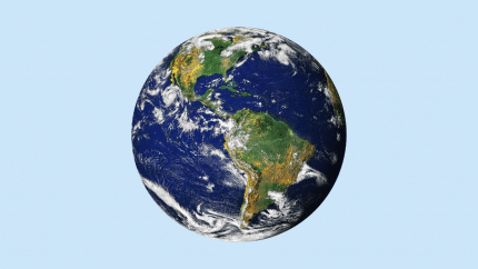 Picture of earth on blue background