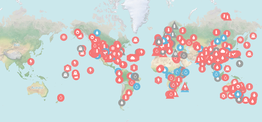 Screenshot of climate impacts map on climatesignals.com