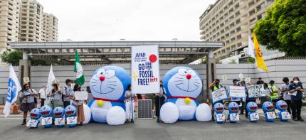 Doraemon protest in front of Japan Embassy