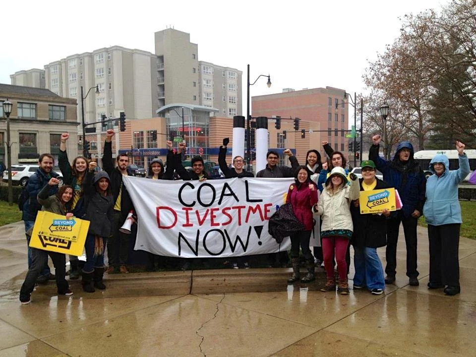 Students from the University of Illinois campaign for their campus to divest from fossil fuels, Urbana, US.