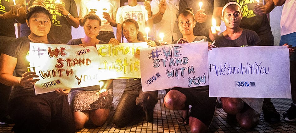 Solidarity gathering in the wake of Typhoon Haiyan. Photo: 350 East Asia