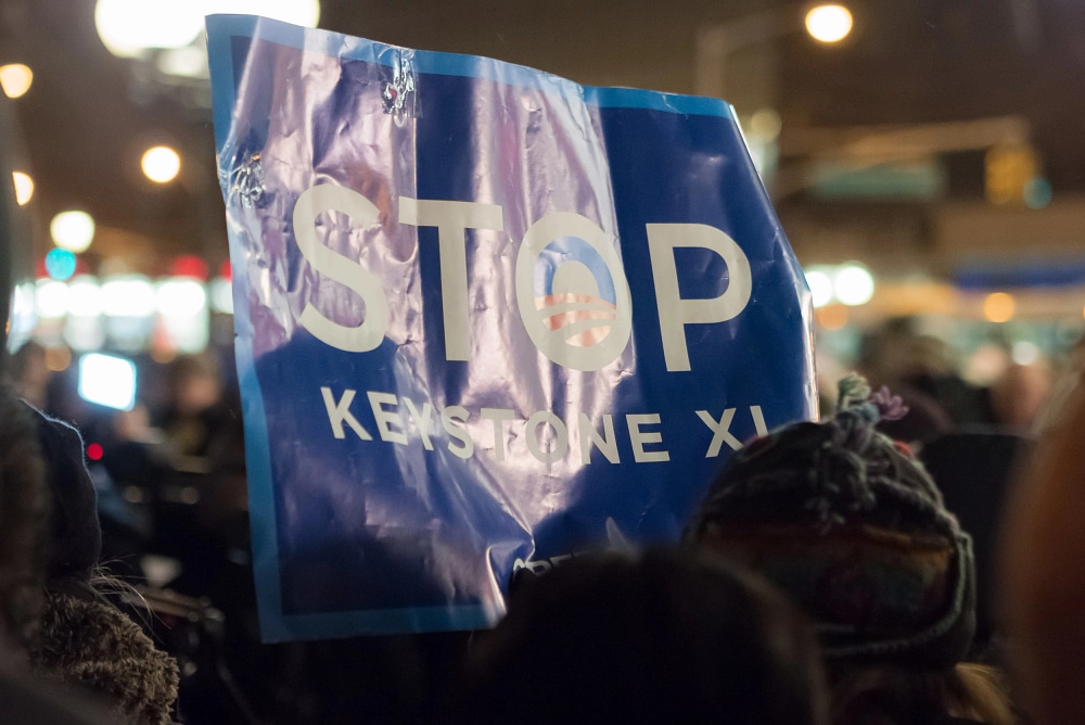 Stop Keystone XL sign at protest in the US