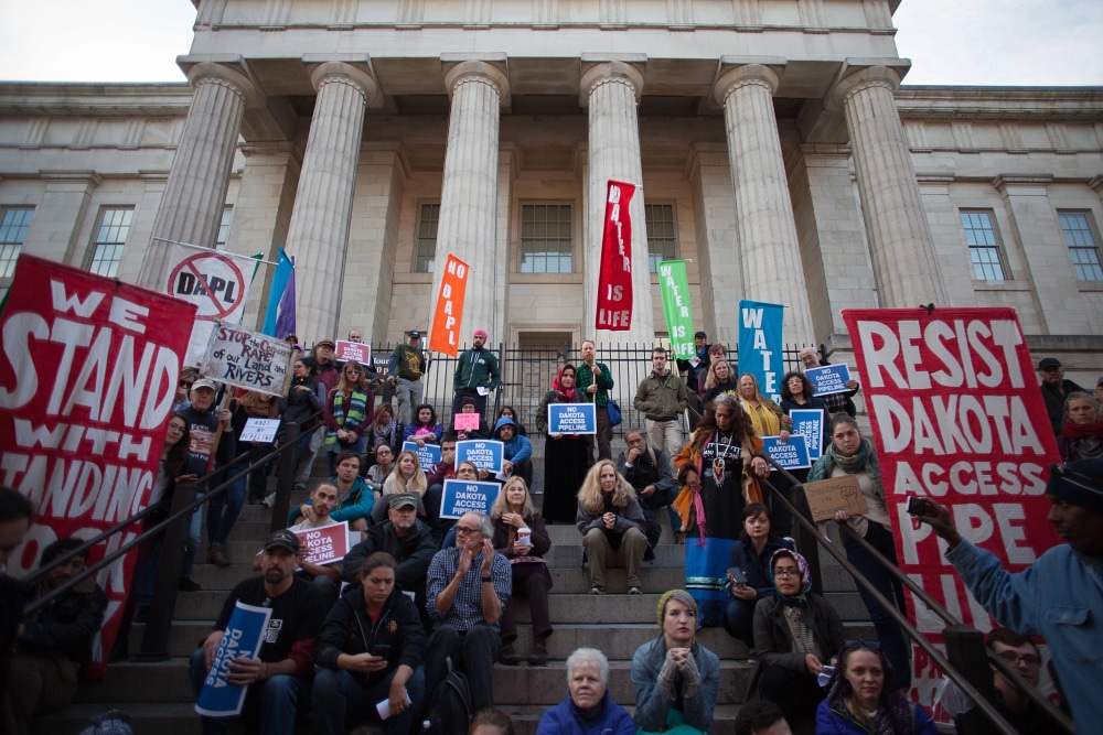 Pipeline activists gather in solidarity with Standing rock against Dakota access pipeline project, Washington DC, US. Photo: Eman Mohammed