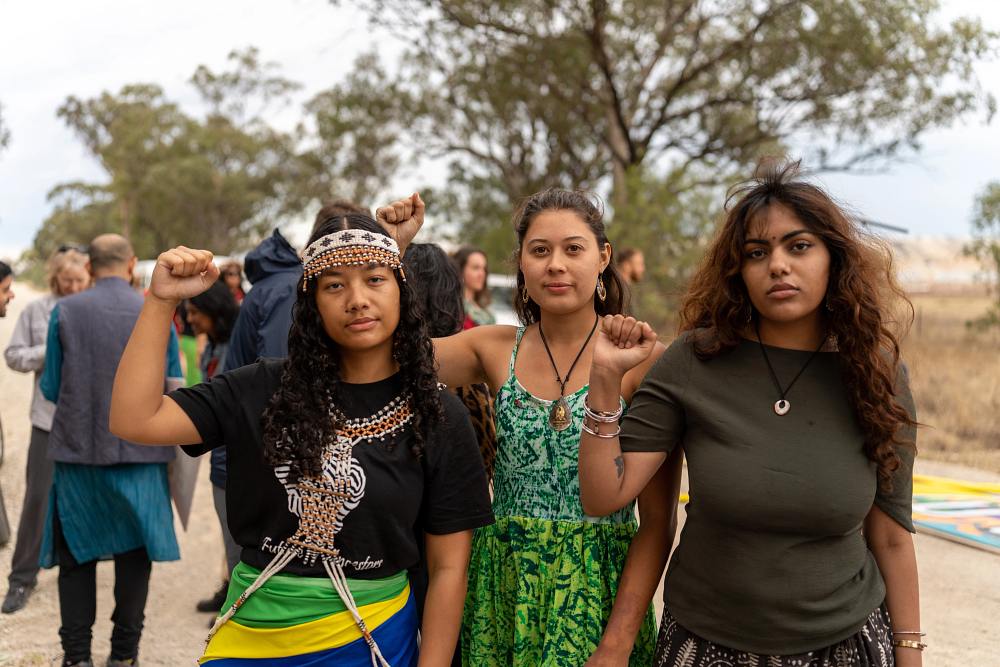 Pacific Climate Warriors, members from the Pasifika community, Sapna members and School Strikers share stories on the impact of Whitehaven Coal’s mines. Gomeroi country, Fiji. Photo: Eremasi Rova