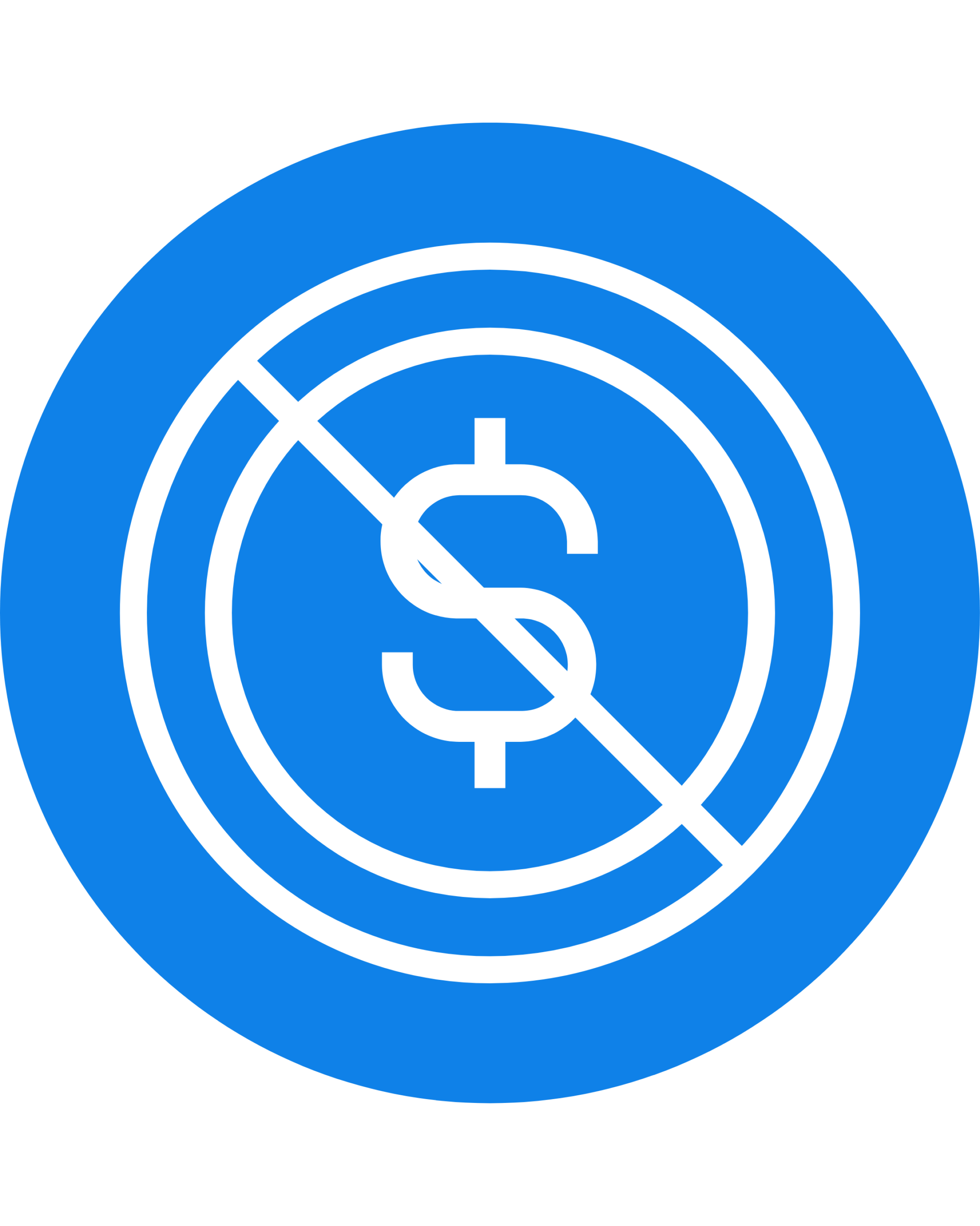 Pictograph of 'X' symbol, currency symbols, and institutional-style building icon